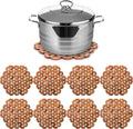 Bamboo Trivet Mat, Bamboo Hot Plate Pad, Heat Resistant Table Counter Protector, Coaster for Hot Tea Coffee - Set of 8