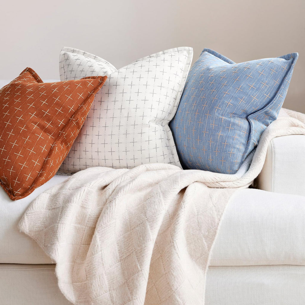 Fall Pillow Covers 20x20 Set of 2 Soft Fall Decor Polyester Textured Pillow Covers with Stylish Flange Edge Cozy