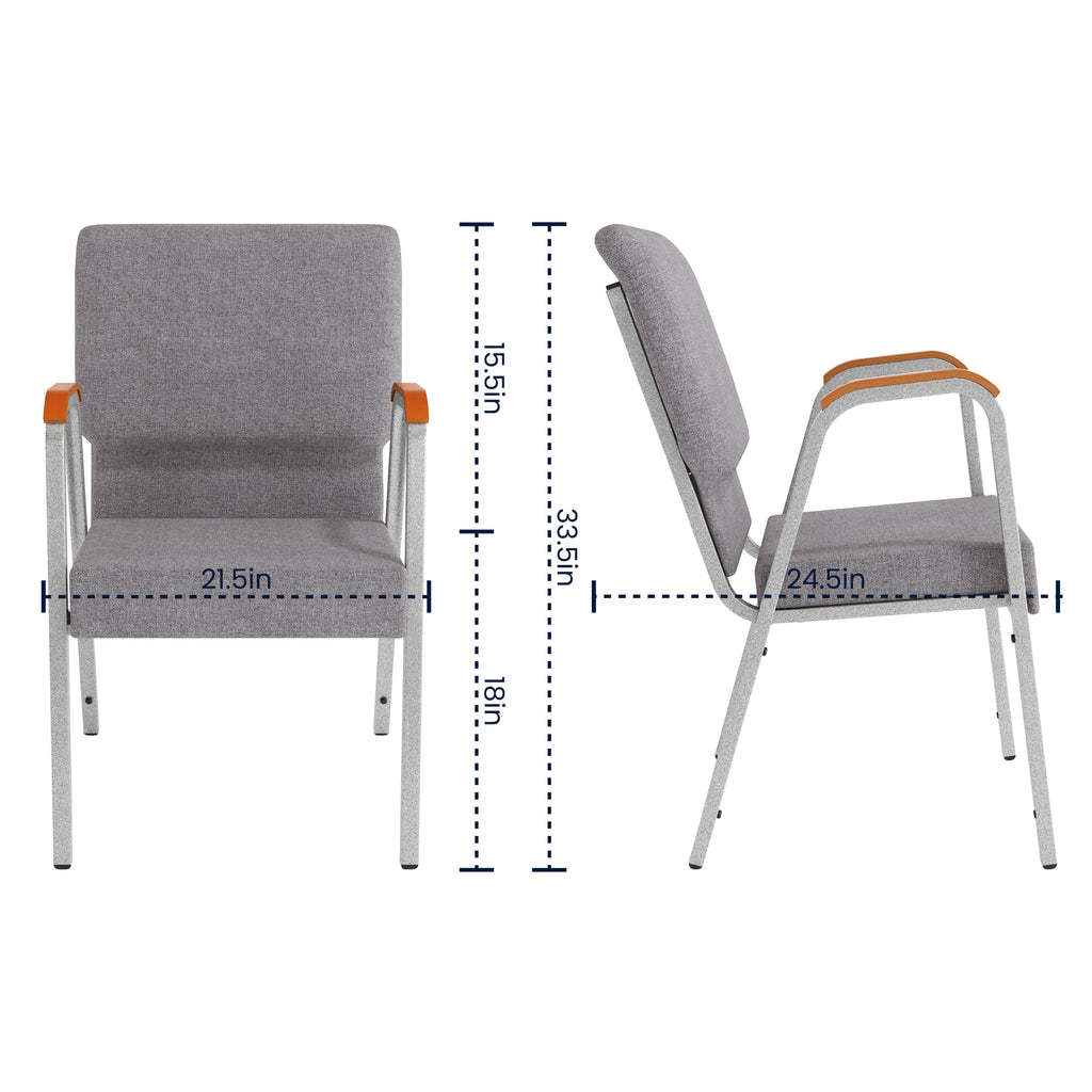 Hercules 21 in Wide Stackable Church Chair, Gray