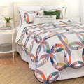 Heritage Double Wedding Ring Patchwork Cotton Blend Quilt Set
