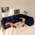 139" U-Shaped Cloud Couch, Modular Sectional, Deep Seats, Navy