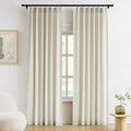 Ivory Beige Pinch Pleated Curtains (Set of 2 Panels) Velvet Chenille Light Filtering Window Curtains for Living Room Bedroom