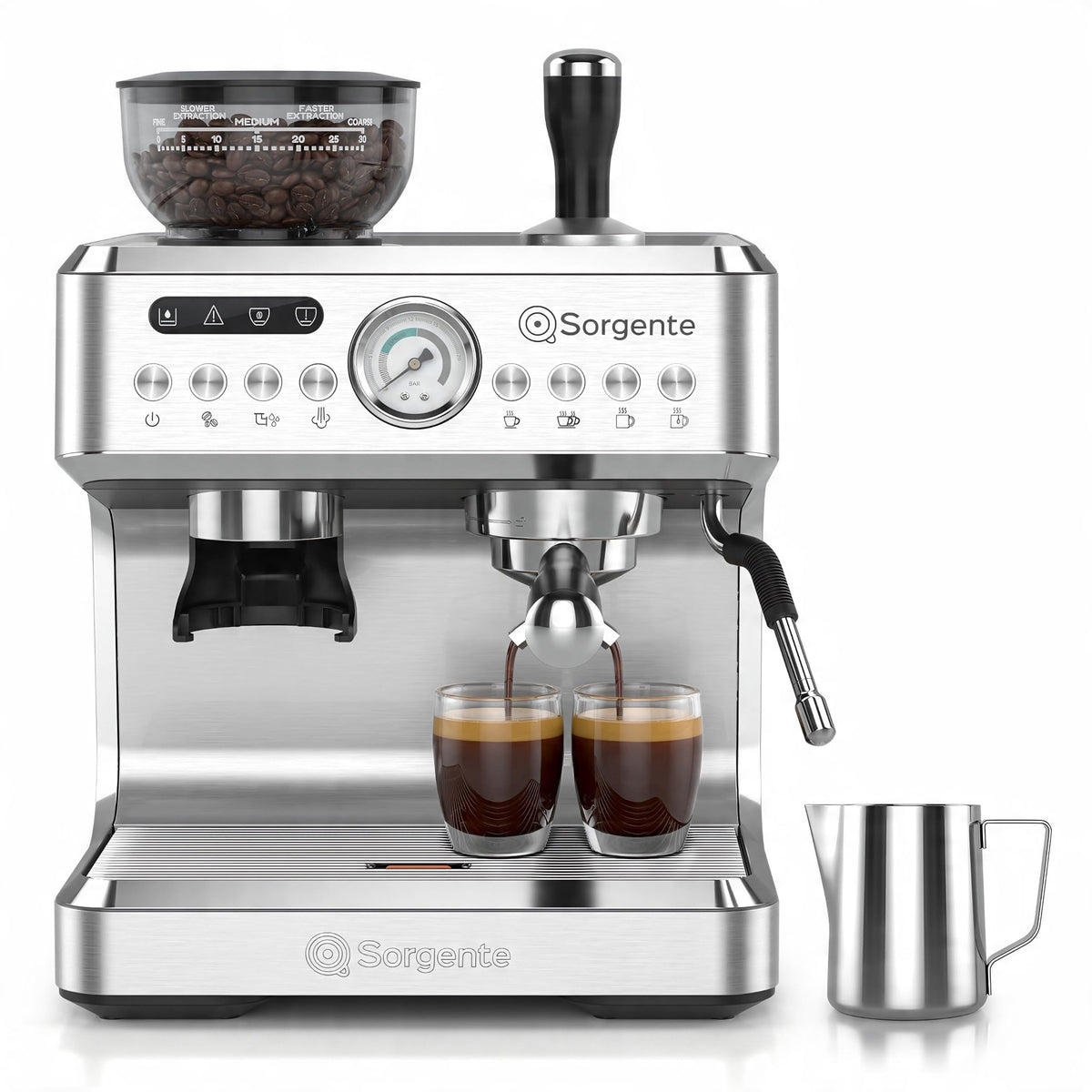 Espresso Machine with Grinder, Brushed Stainless Steel
