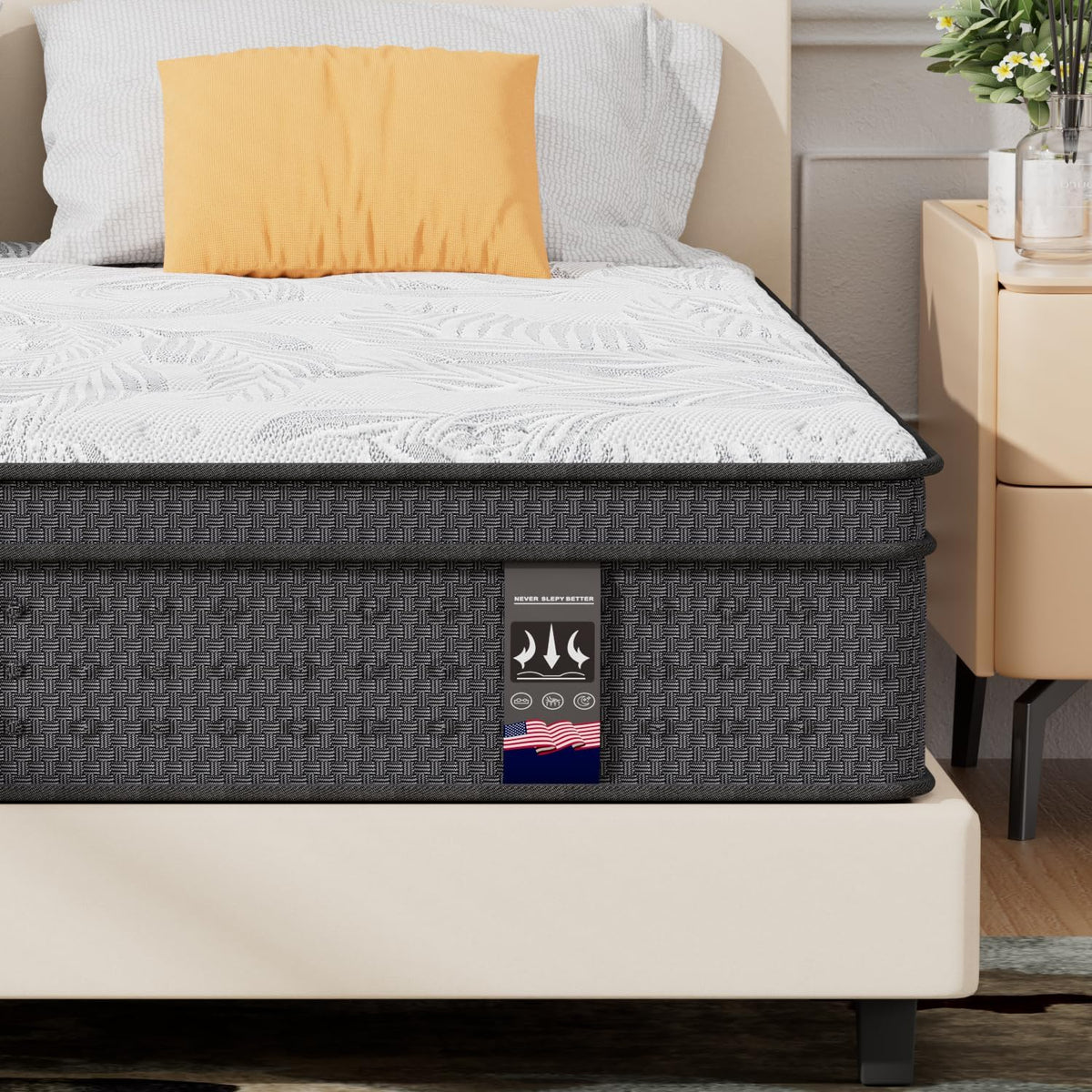 King Mattress, 14 Inch Hybrid King Mattress in a Box with Gel Memory Foam, Individually Wrapped Pocket Spring, Motion