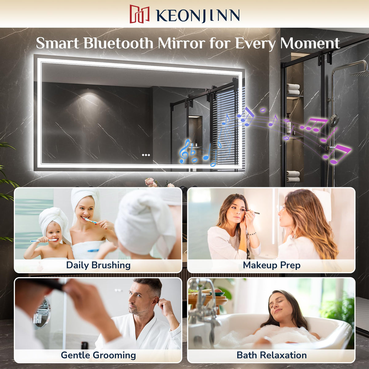 24" x 30" LED Bathroom Mirror with Lights, Frontlit & Backlit