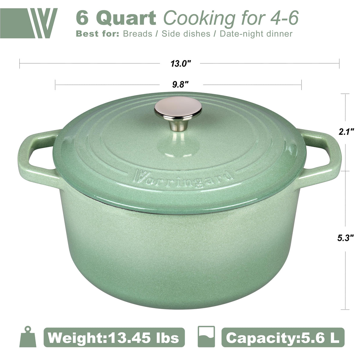 Enameled Cast Iron Dutch Oven Pot with Lid, for Bread Baking, Round Bread Oven- include Sourdough Bread Baking