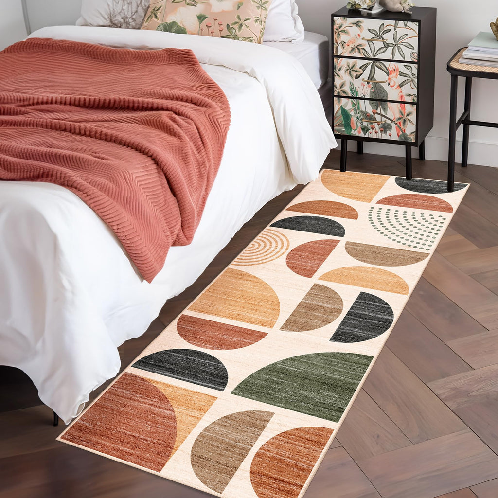Boho Runner Rug Washable, 2x6 Area Rugs Non Slip Modern Abstract