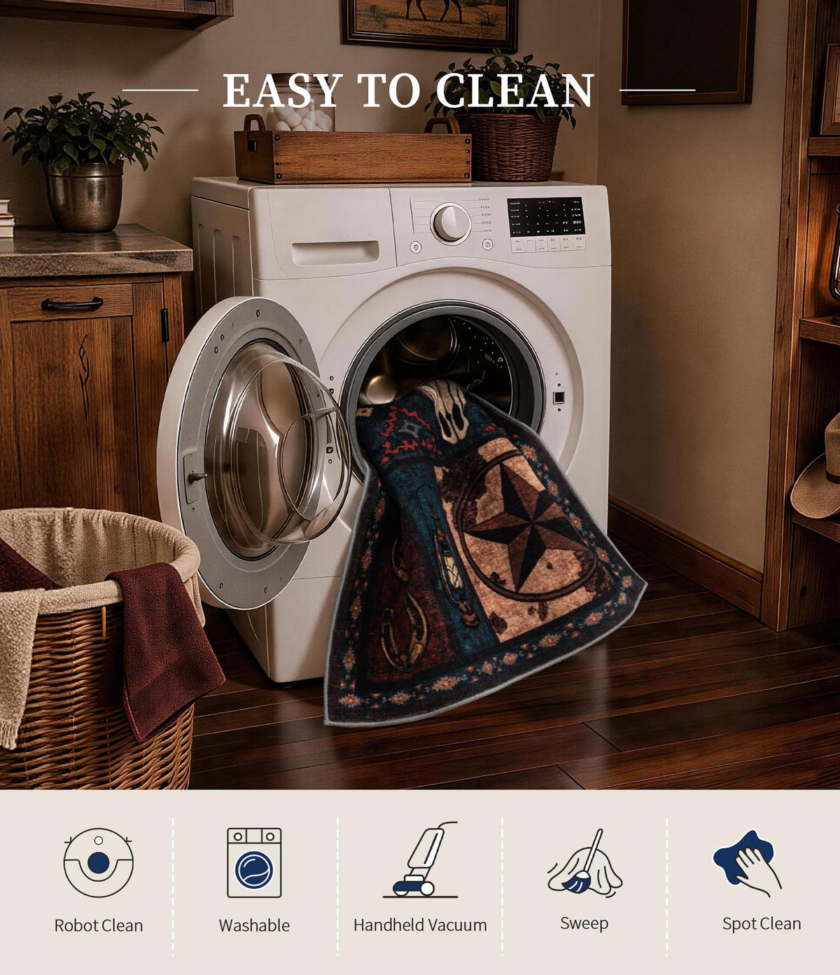 Washable Western Cowboy Hallway Runner Rug