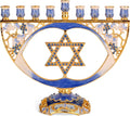 Hanukkah - Fits All Standard Chanukah Candles - Modern Jeweled Candle Menorahs for Chanukah - Blue Traditional Star