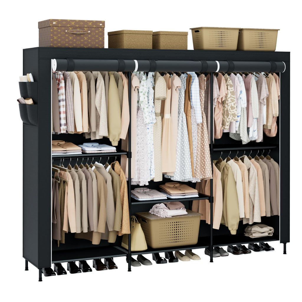 Portable Closet, 81.5 Inch Extra Large Capacity Wardrobe Closet with Cover, Clothes Storage Organizer with Shelves