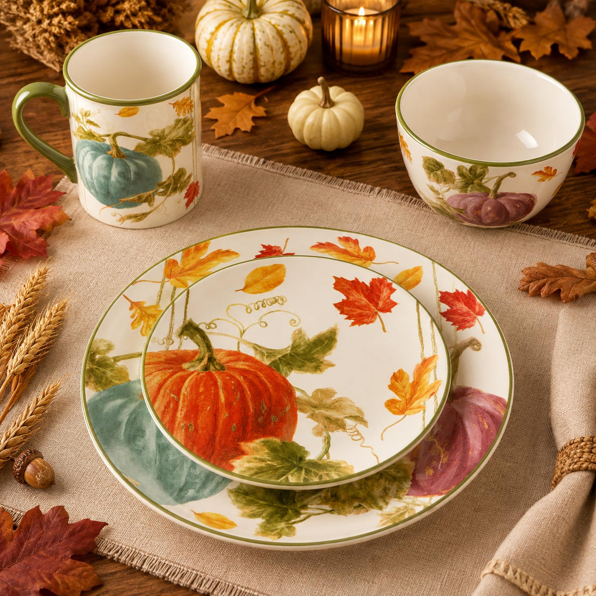 Harvest Autumn Havest 16 Pc Dinnerware Set, Service for 4, Multicolor
