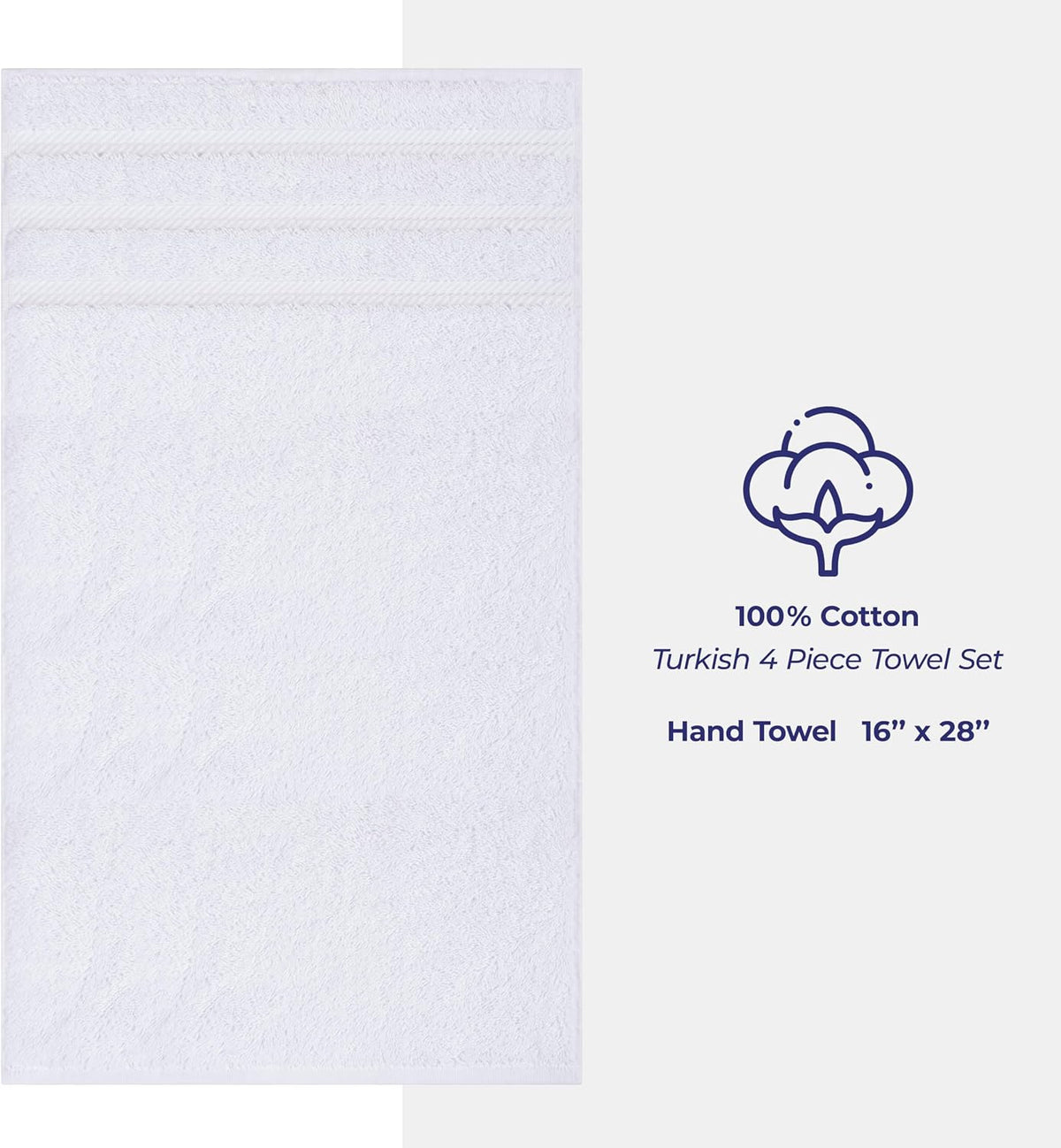 Soft Linen 100% Cotton Luxury Turkish Towels, 4 PC Hand Towel Set