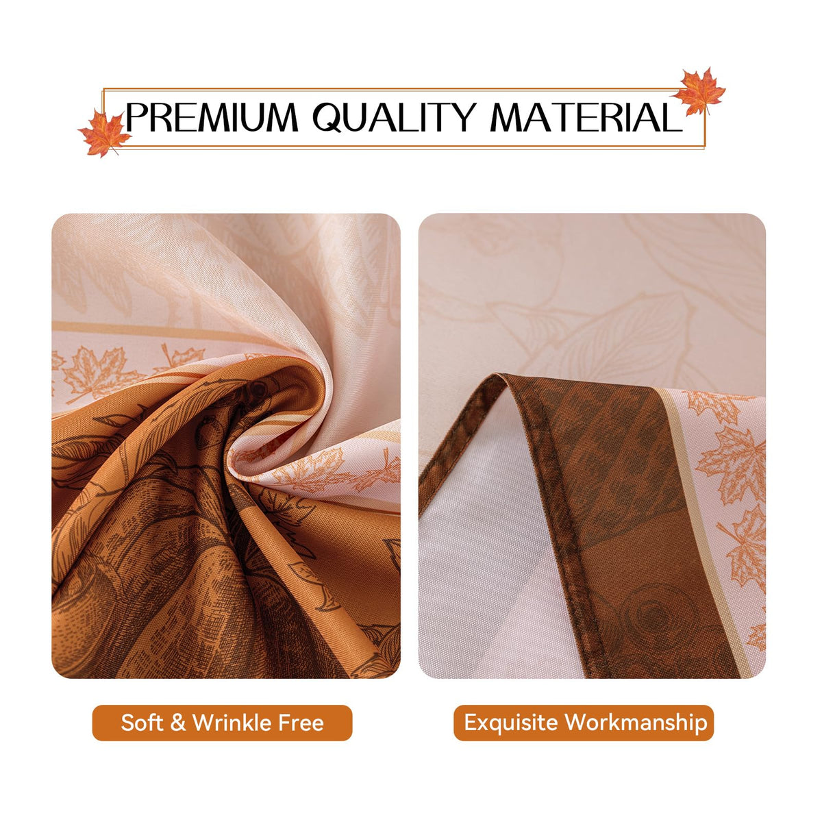 Fall Thanksgiving Square Tablecloth 54 x 54 Inch, Orange