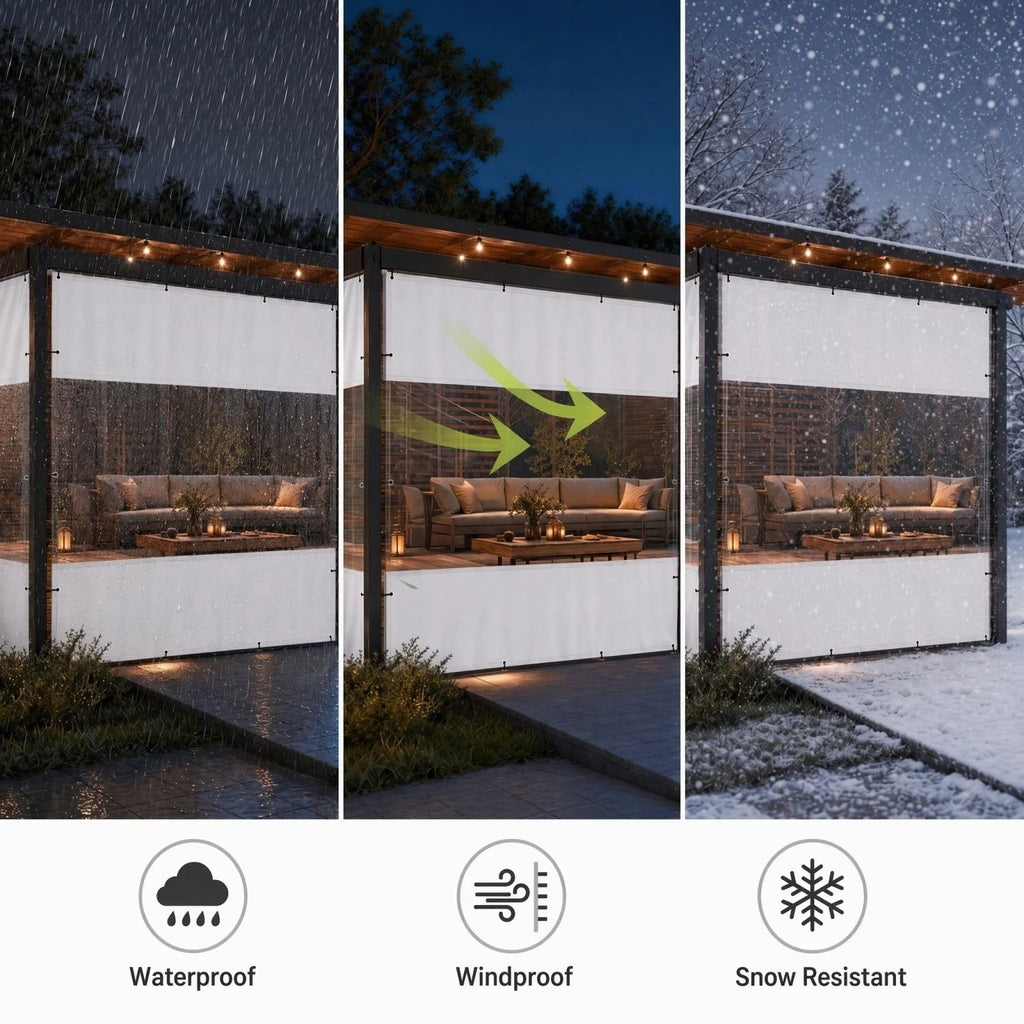 Outdoor Vinyl Curtain, 4'W x 9'L Heavy Duty Clear Tarp with Grommets UV Protection, Clear Panel Waterproof for