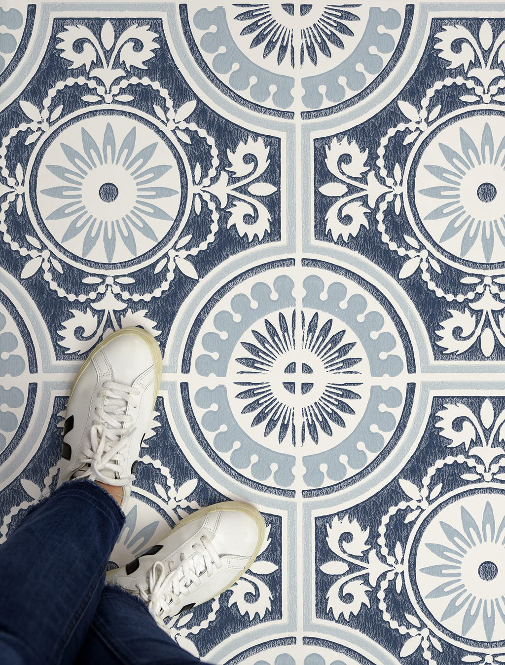 12-in by 12-in Blue Ezra Vinyl Peel & Stick Floor Tiles (10 Tiles), (10 sq.ft./Carton)