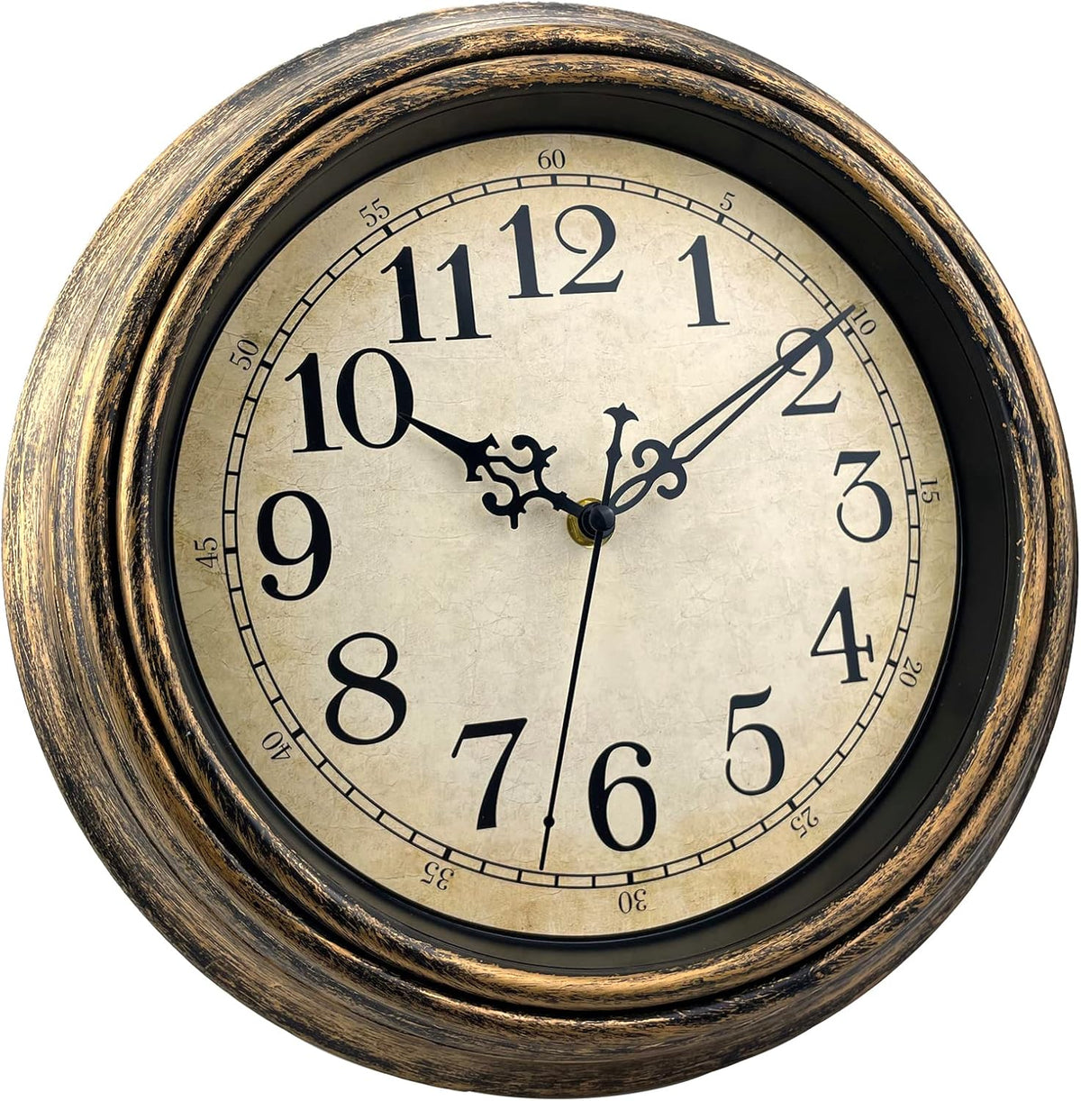 Retro Wall Clock, 12'' Non Ticking Classic Silent Vintage Wall Clocks Decorative Kitchen Living Room Bedroom