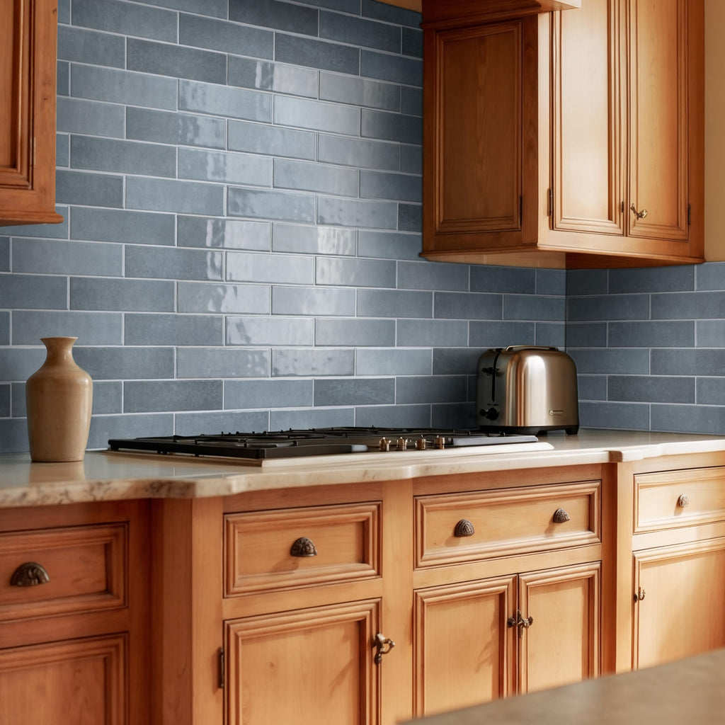 Ceramic Subway Wall Tile | Hoku Caspian Blue | 3" x 12"