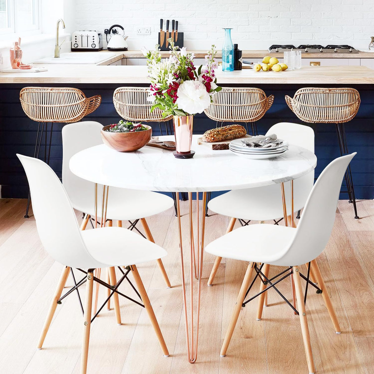 Inspired Eames Style Modern Dining Chair Mid Century Modern DSW, Indoor Plastic Shell Lounge Plastic Chairs Side Chairs Set of 4