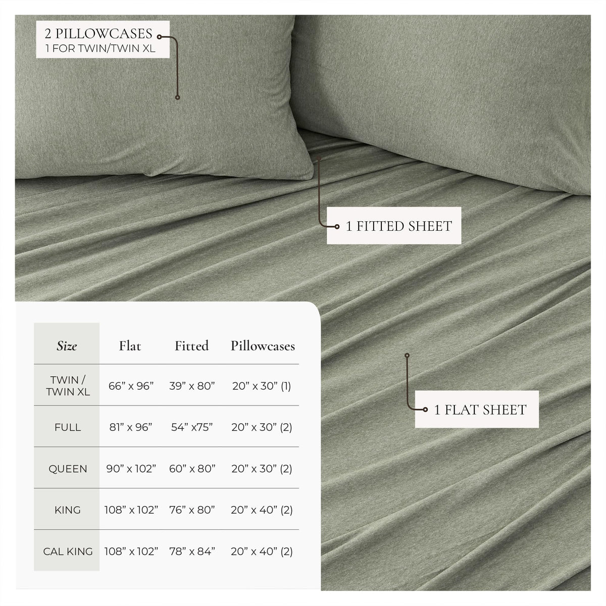 Cotton Jersey Knit Sheet Set - Ultra-Soft, Stretchy, Heathered Melange Bed Sheets - Cozy, Soft