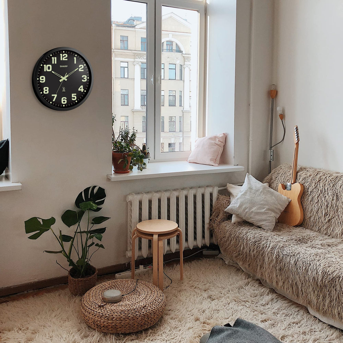 Inspired Nelson Style 12-Inch Atomic Wall Clock, Battery Operated, Glow in Dark