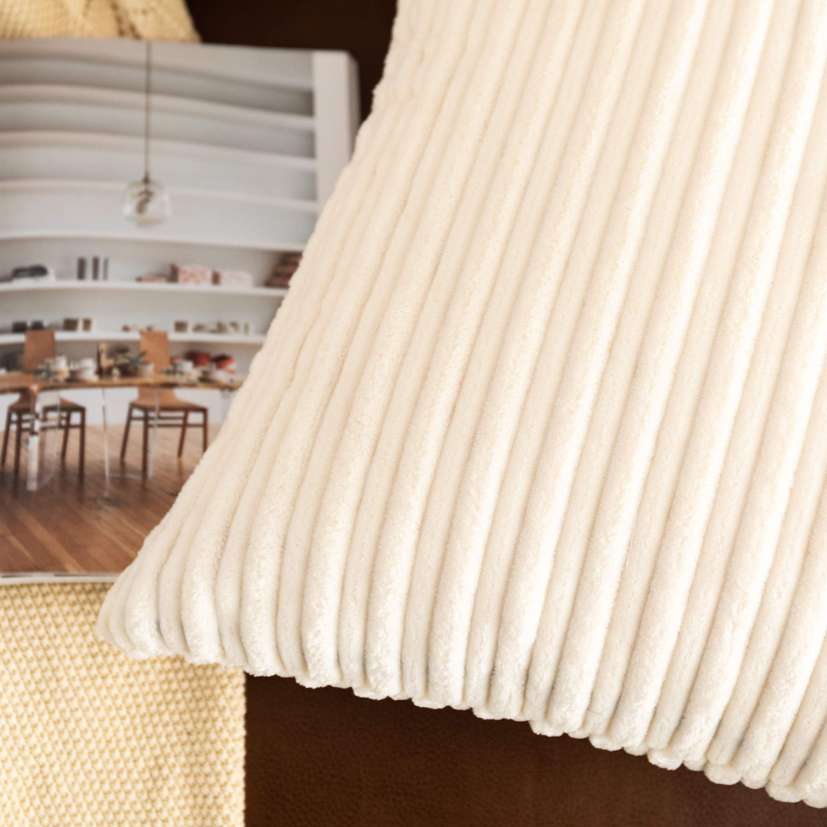 Pack of 2, Velvet Pillow Covers Striped, Soft Textured Throw Cushion Case Set, Accent Corduroy Lumbar Pillowcases