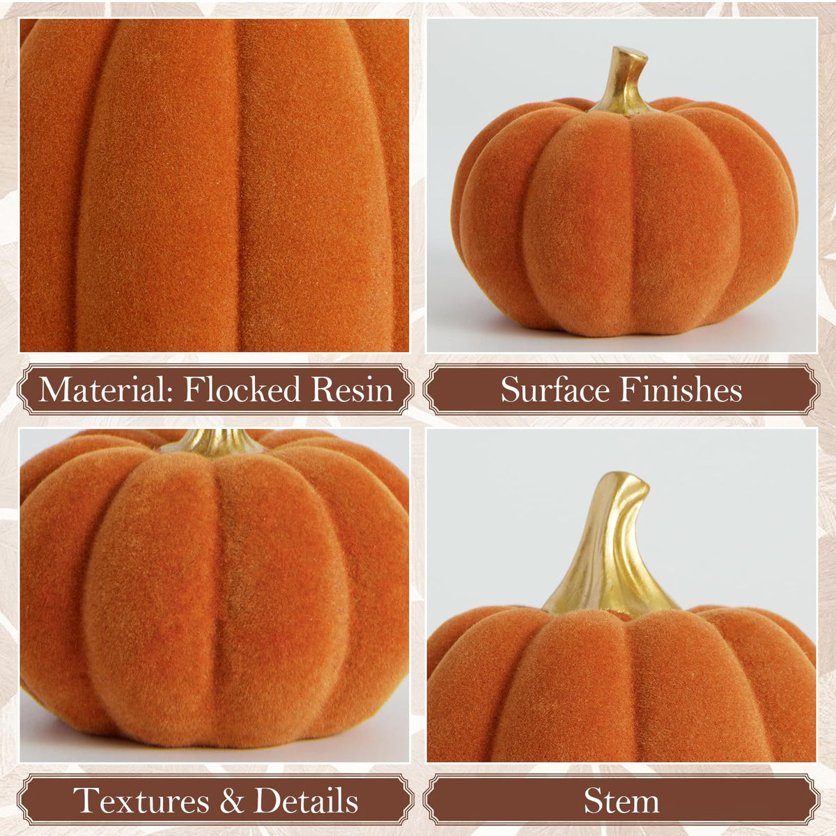 Fall Pumpkin Decor, Fake Flocked Pumpkin Decoration