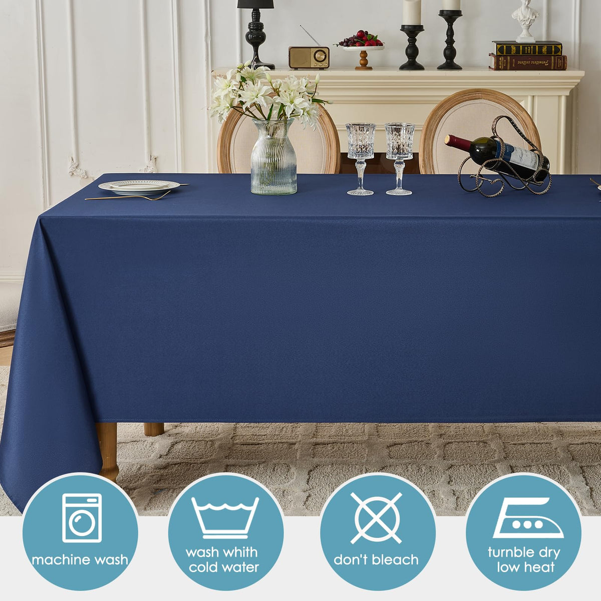 Classic Series 10 Pack 90 * 132inch Navy Rectangle Tablecloth