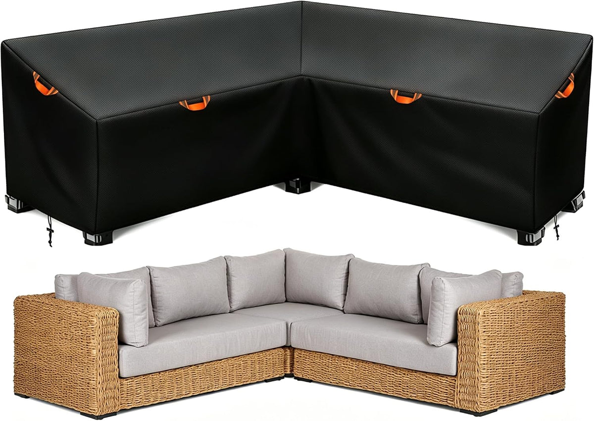 Outdoor Patio Sectional Sofa Cover Waterproof 600D,85"x 85" V-Shaped | Patio Furniture Covers Waterproof&Heavy Duty