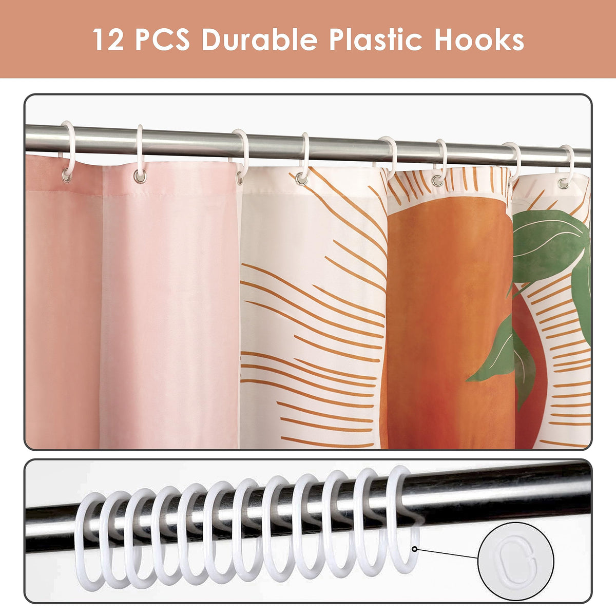 Mid Century Abstract Boho Aesthetic Shower Curtain Set, Green Nature Leaf Sun Modern Minimalist Home Bathroom Curtain