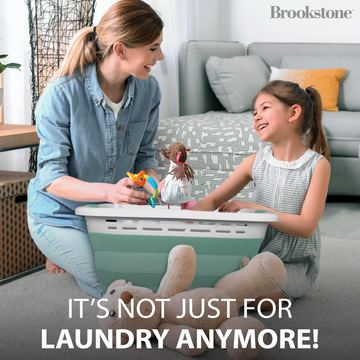 11 GALLON XL 24" Collapsible Laundry Basket & Clothes Hamper, Comfort Non-Slip Handles, Modern Laundry Hamper with