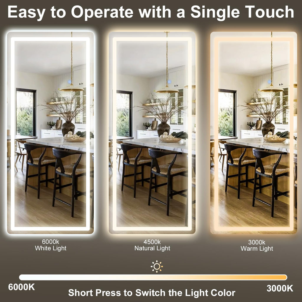 34x76 inch Full Length Mirror with Lights, LED Full Body Mirrors