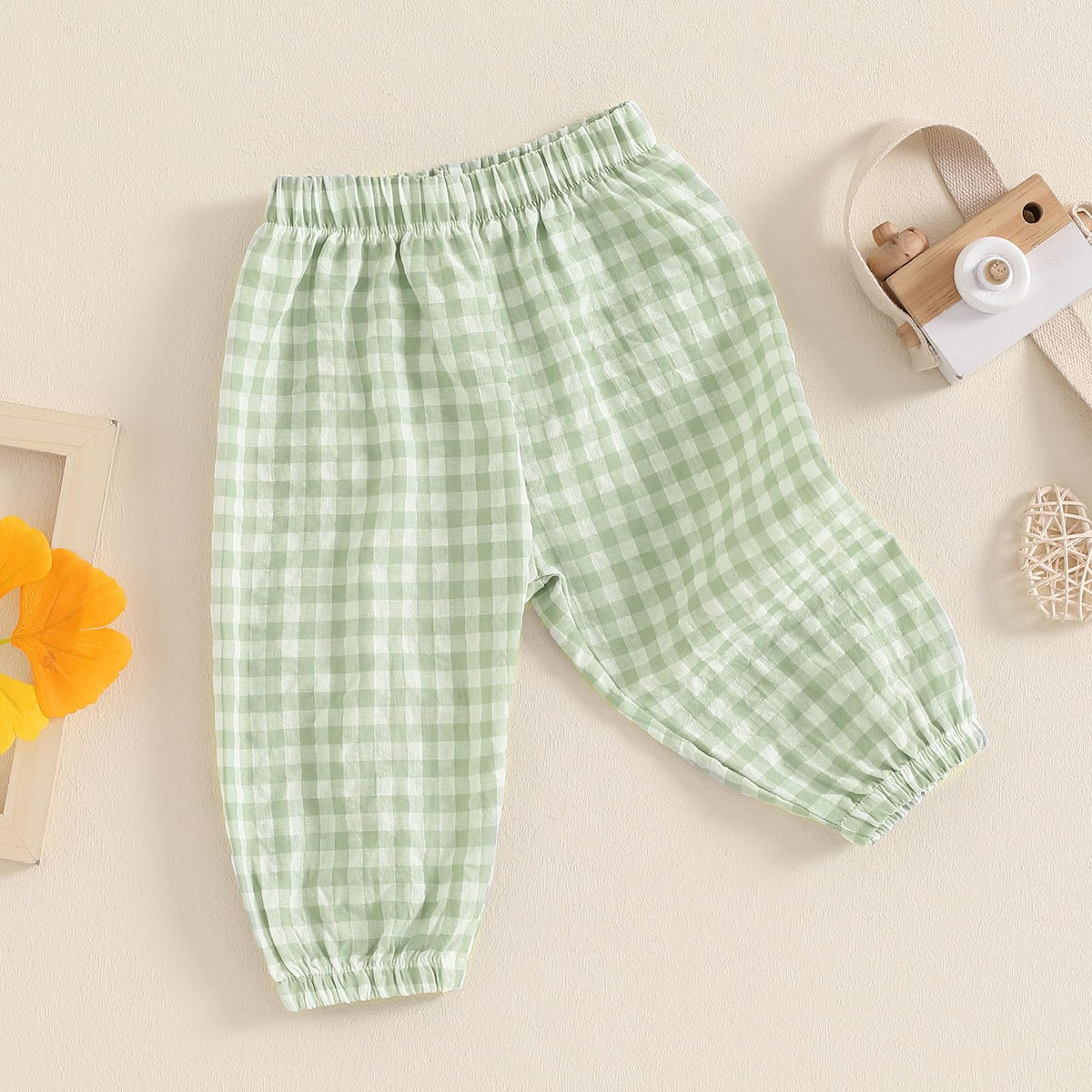 Kids Toddler Boys Girls Gingham Pants Elastic Waist Plaid Loose Baggy Trousers Casual Spring Fall Bottoms Sweatpants