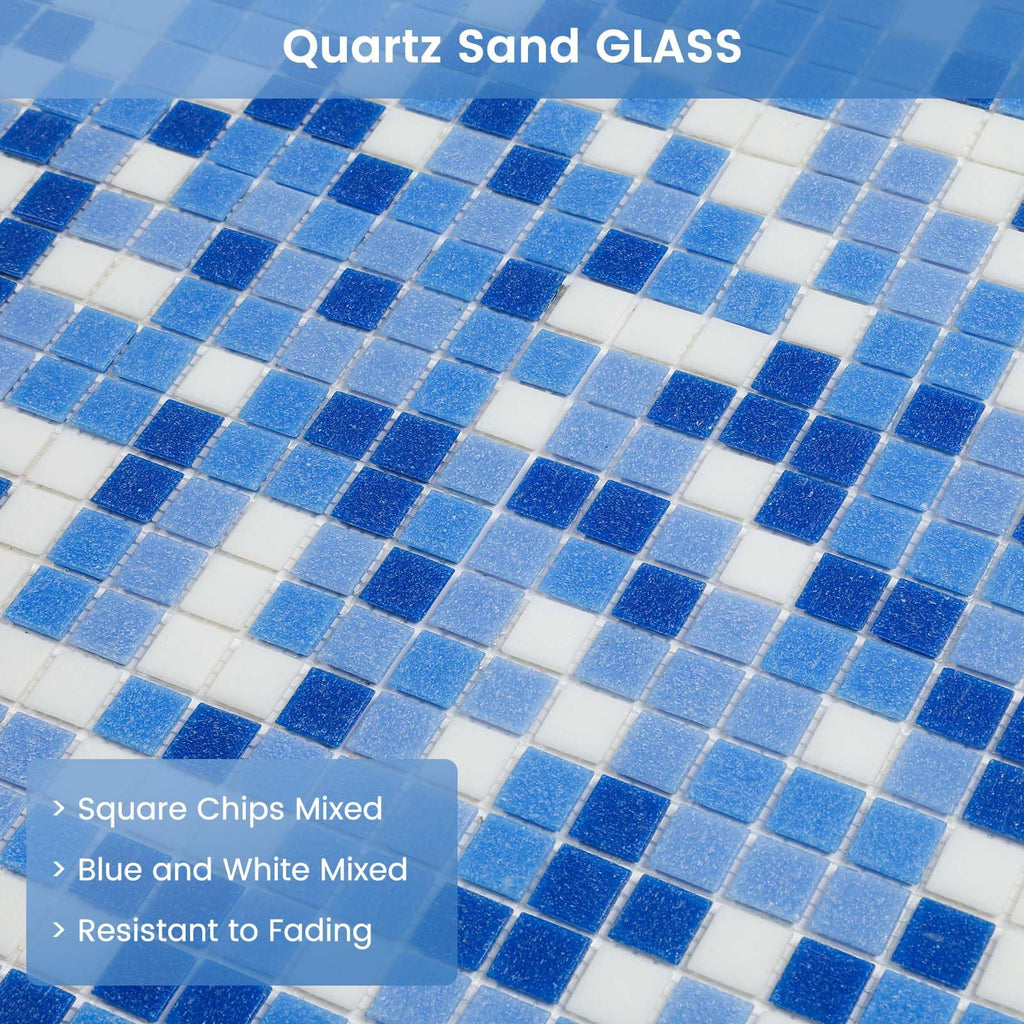 Glass Mosaic Pool Tile Backsplash 12 Inch 10P Light White Blue