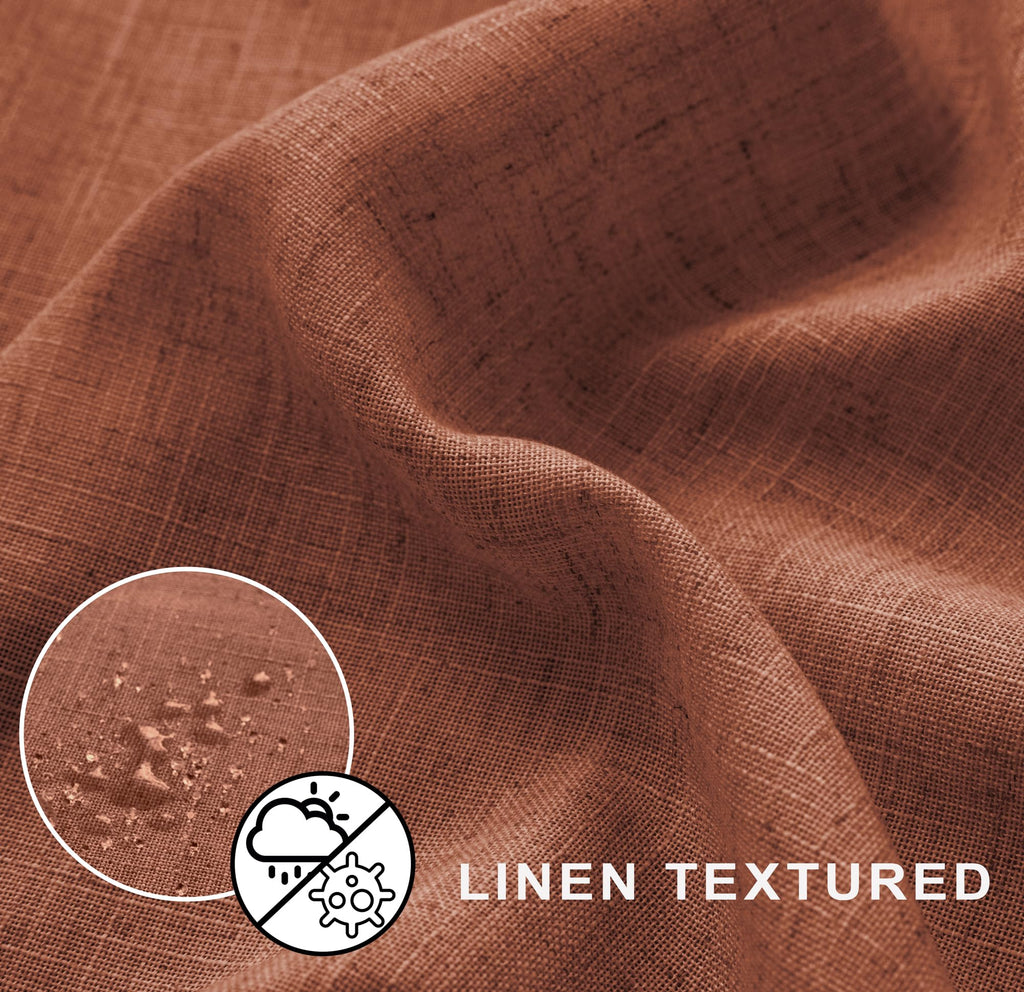 Boho Shower Curtain, Terracotta Rust Colored Linen Fabric Cloth Waterproof Western Bohemian Fall Shower Curtain Set