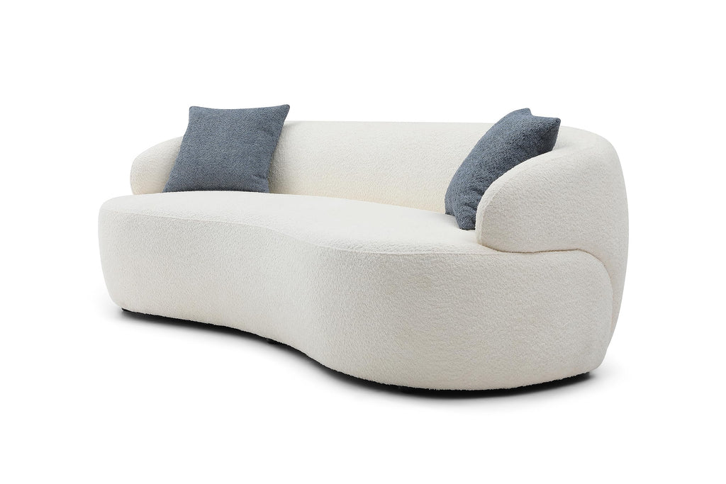 86.6-inch 3 Seaters Curved Sofa Oversized Teddy Boucle Sofa Couch, Beautiful Freestanding Curved Leisure Couch with 2
