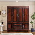 Solid Wood Armoire Wardrobe Closet, Cherry Finish Bedroom Storage
