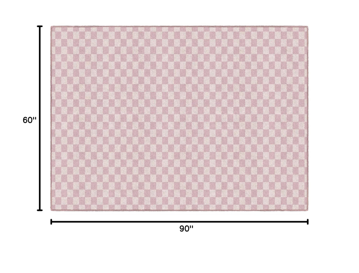 Carpets Pink Checkerboard Educational Area Rug for Kids Room Seating Décor, Children's Classroom, Play Carpet for