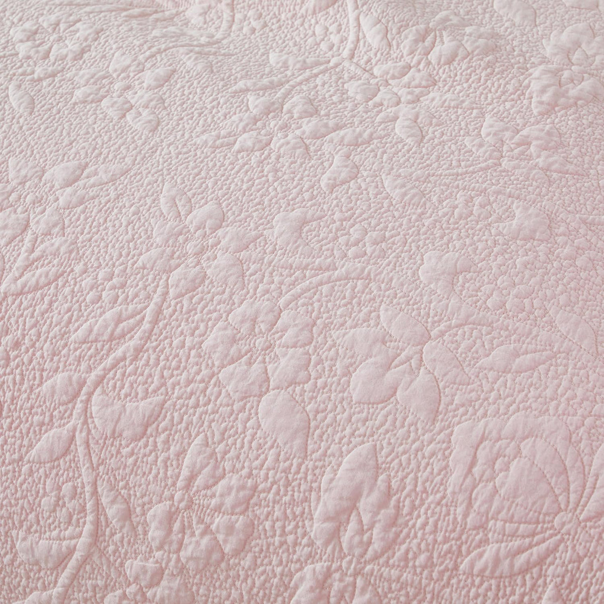 Pink Cotton Quilt Set Ruffled Matelasse Coverlet 3PC