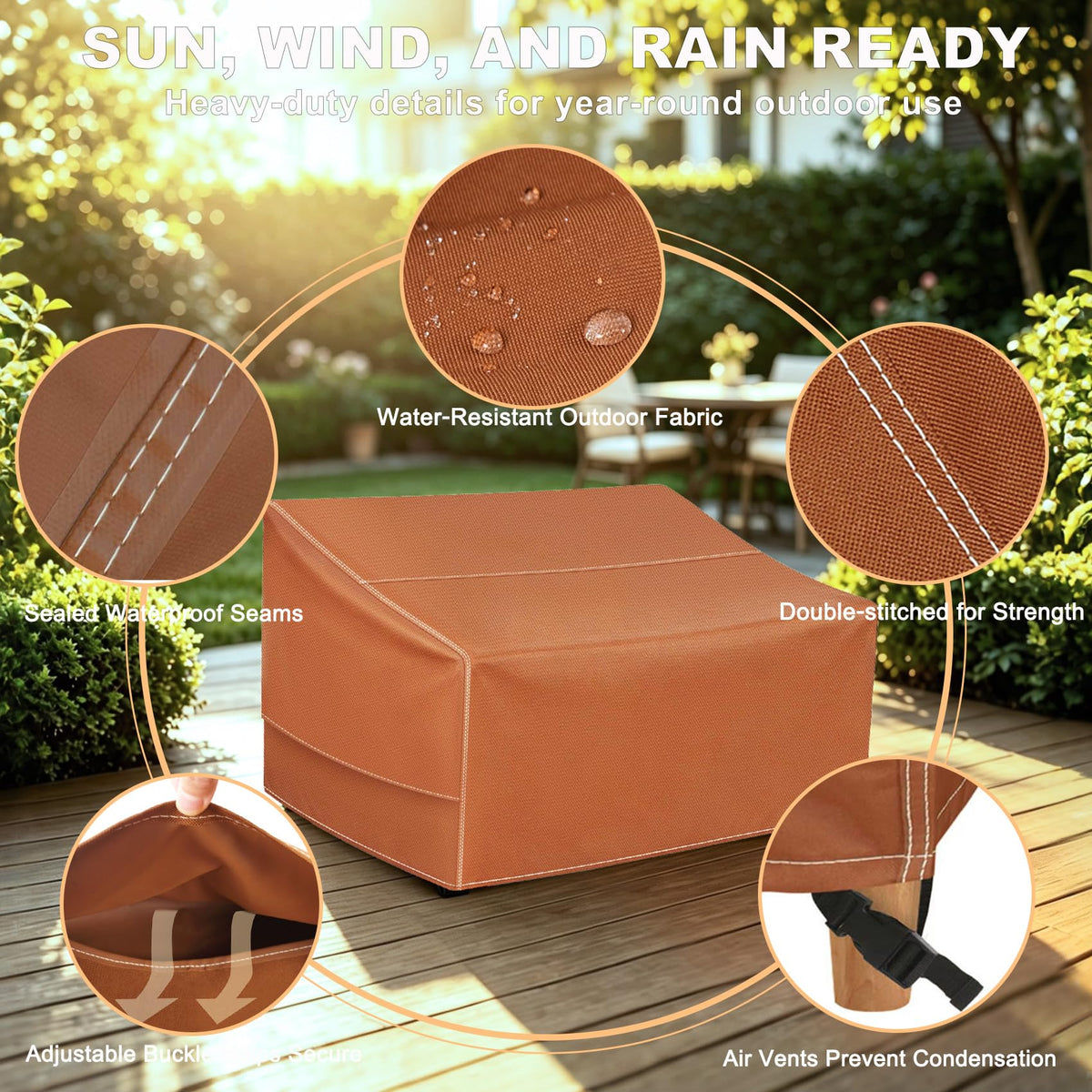 Patio Furniture Sofa Cover 3 Seater Waterproof, 88"W x 38"D x 35"H