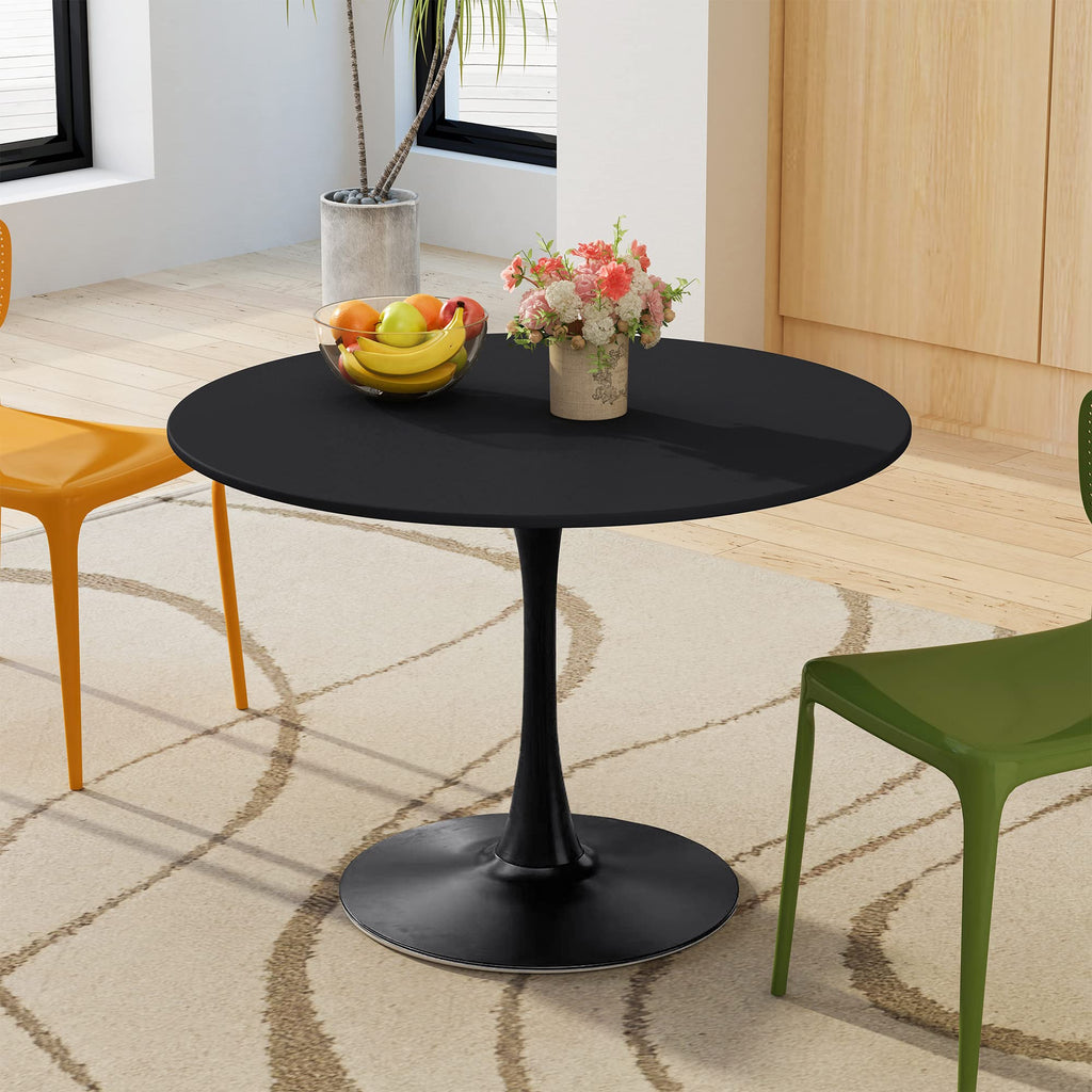 Inspired Saarinen Style 42" Round Tulip Table with Thickened Tabletop & Metal Pedestal