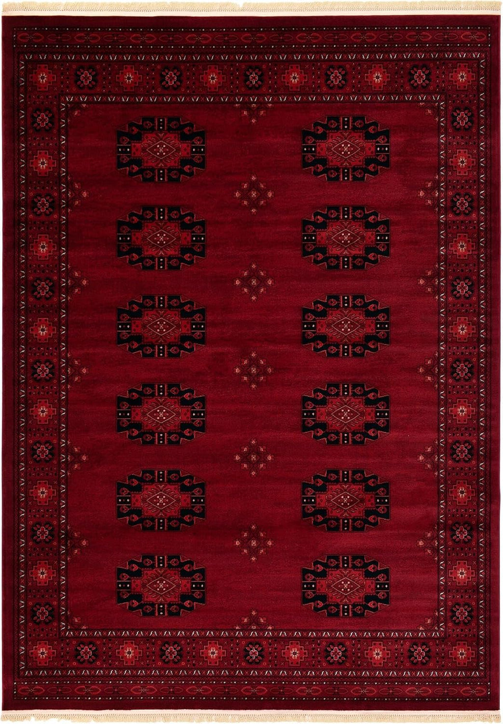 Bokhara Collection Rug - 7' Red Tribal Medallion Rug - Perfect s, Large Dining Rooms, and Home Offices