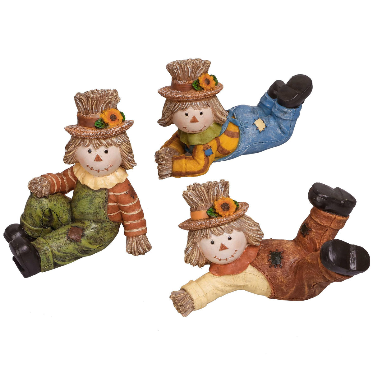 Scarecrow Fall Decorations, 3 Pcs Fall Decor for Table Indoor Outdoor, Resin Thanksgiving Decorations Garden
