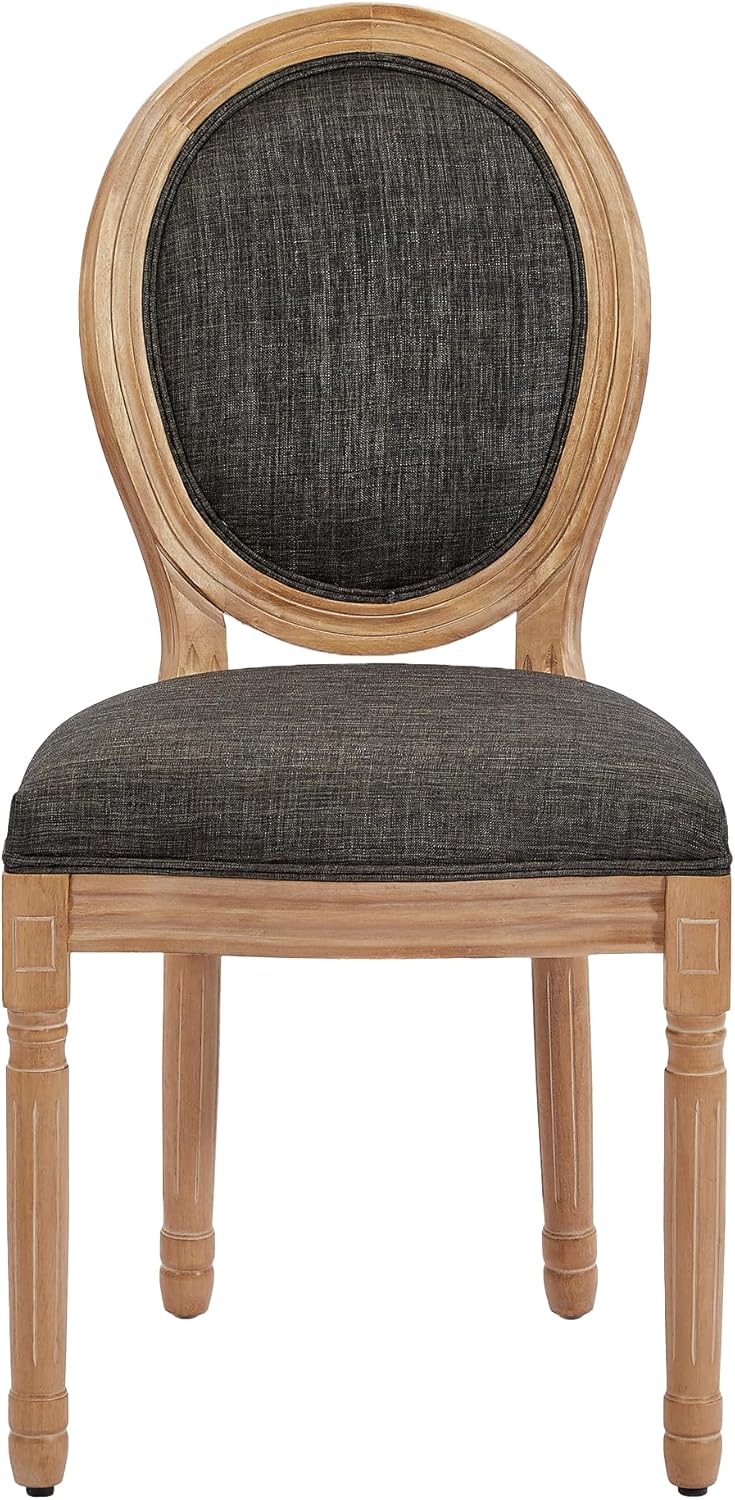 French Dining Chairs Set of 4, Upholstered Dining Room Chairs with Round Backrest, Mid-Century Farmhouse Style, Black