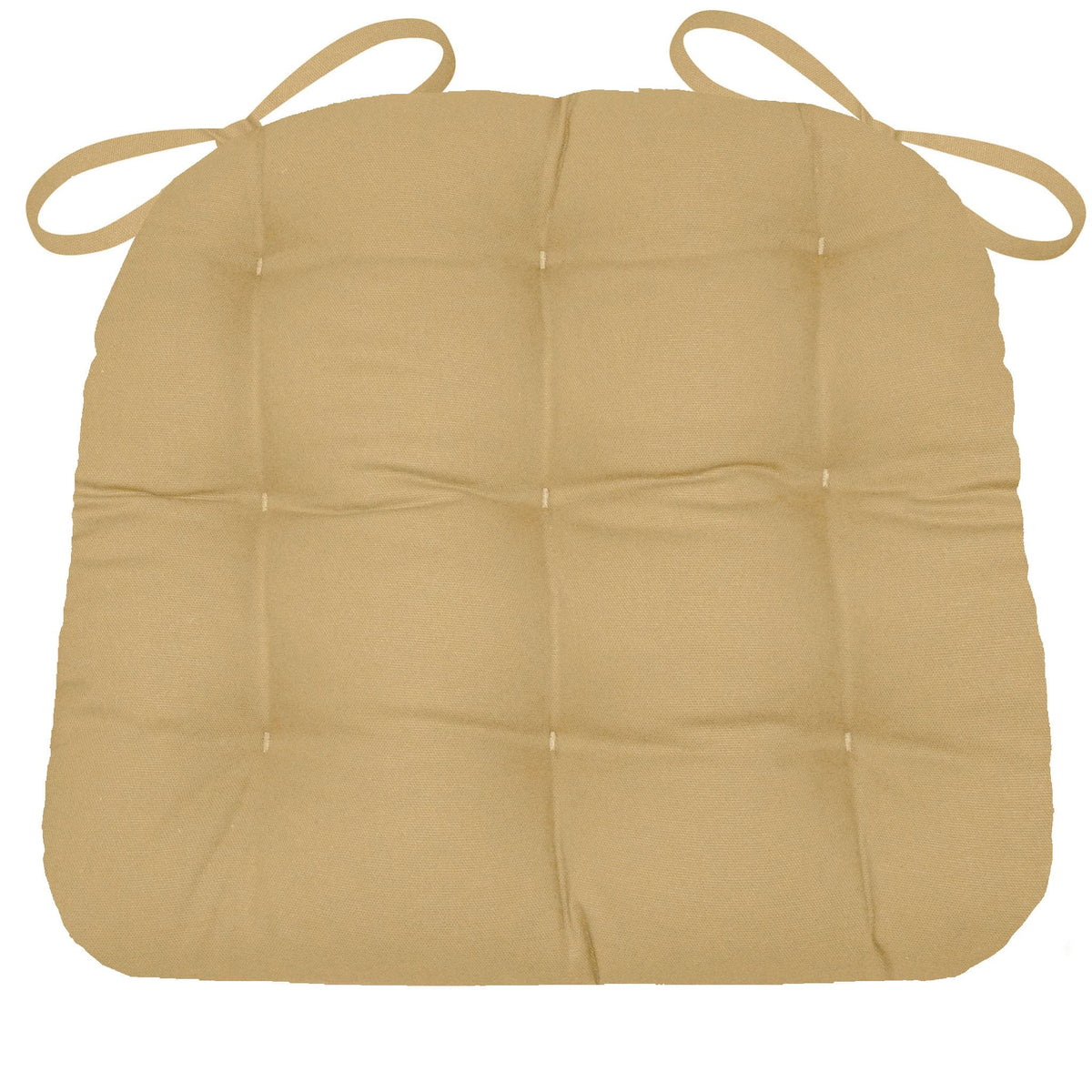 Cotton Duck Tan Dining Chair Pad with Ties - 15 x 17 Size Small Chair Cushion - Latex Foam Fill - Machine Washable