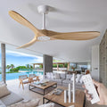 52-Inch White Ceiling Fan with Three Solid Wood Blades and No Light Kit