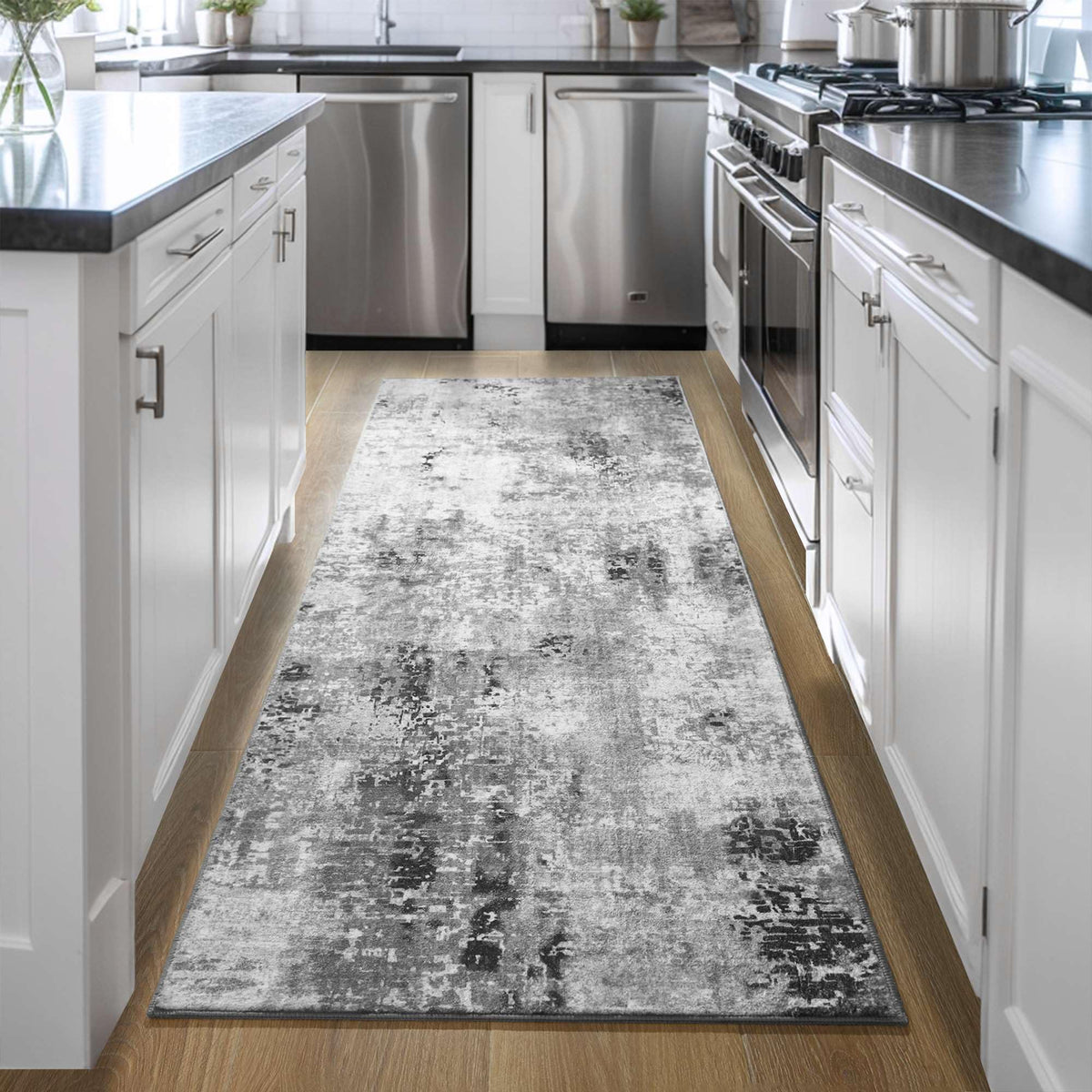 Rug Runners s Kitchen Runner Rug Non Slip Washable Grey Long Runner Rugs with Rubber Backing Soft Abstract Carpet