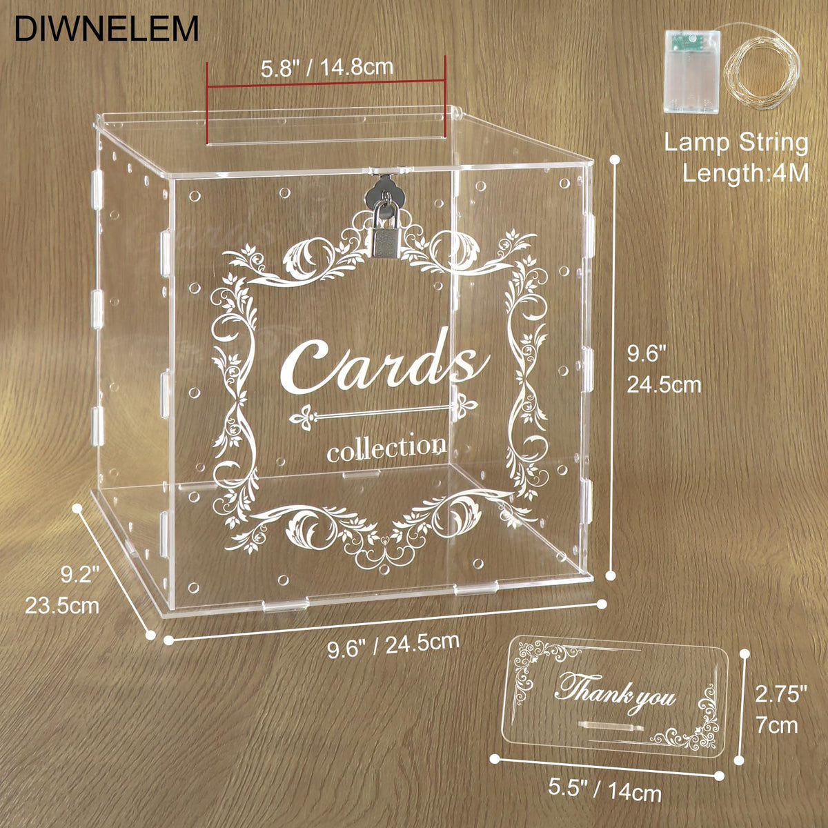 Acrylic Wedding Card Box with Lock Clear Large Letter Envelope Box Acrylic Wedding Gift Card Box Money Box for