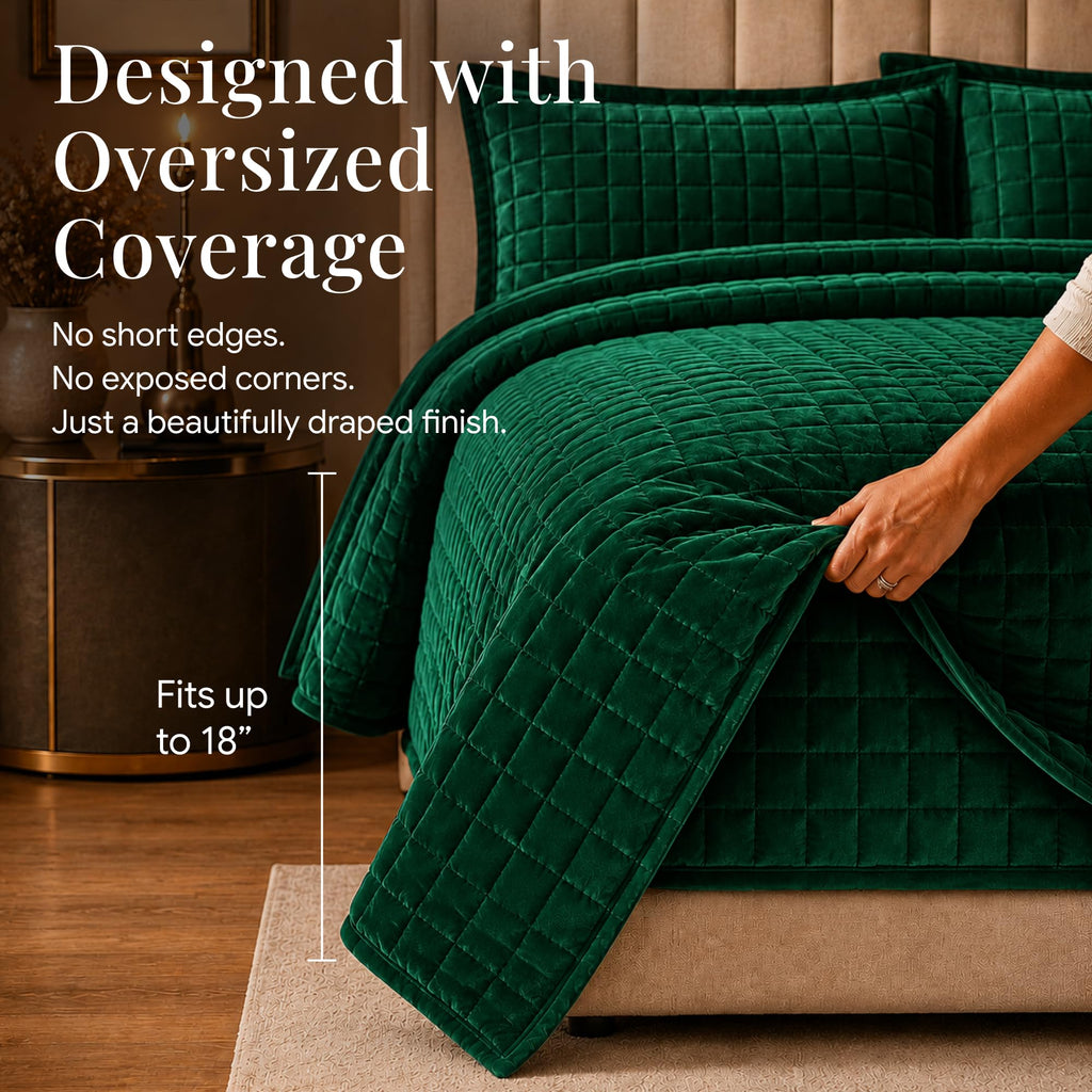 Florence Solid Quilt Set Emerald Green