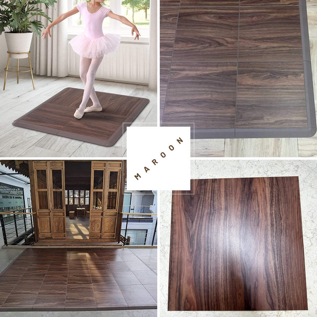 Dance Floor Tiles 3.5x3.5 ft- 4 Interlocking Tiles for Ballet, Tap, Jazz, and Irish Dance | Portable Tiles for Indoor