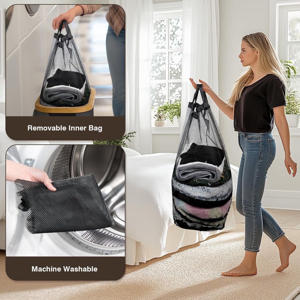 Slim Laundry Hamper with Lid, 75L Small Laundry Basket, Dark Grey